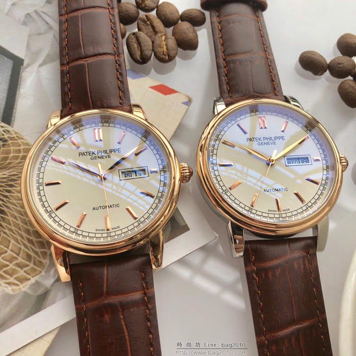 百達翡麗PATEK PHILPPE 頂級機械明珠機芯 真牛皮錶帶 精品男士腕表  wssb4735